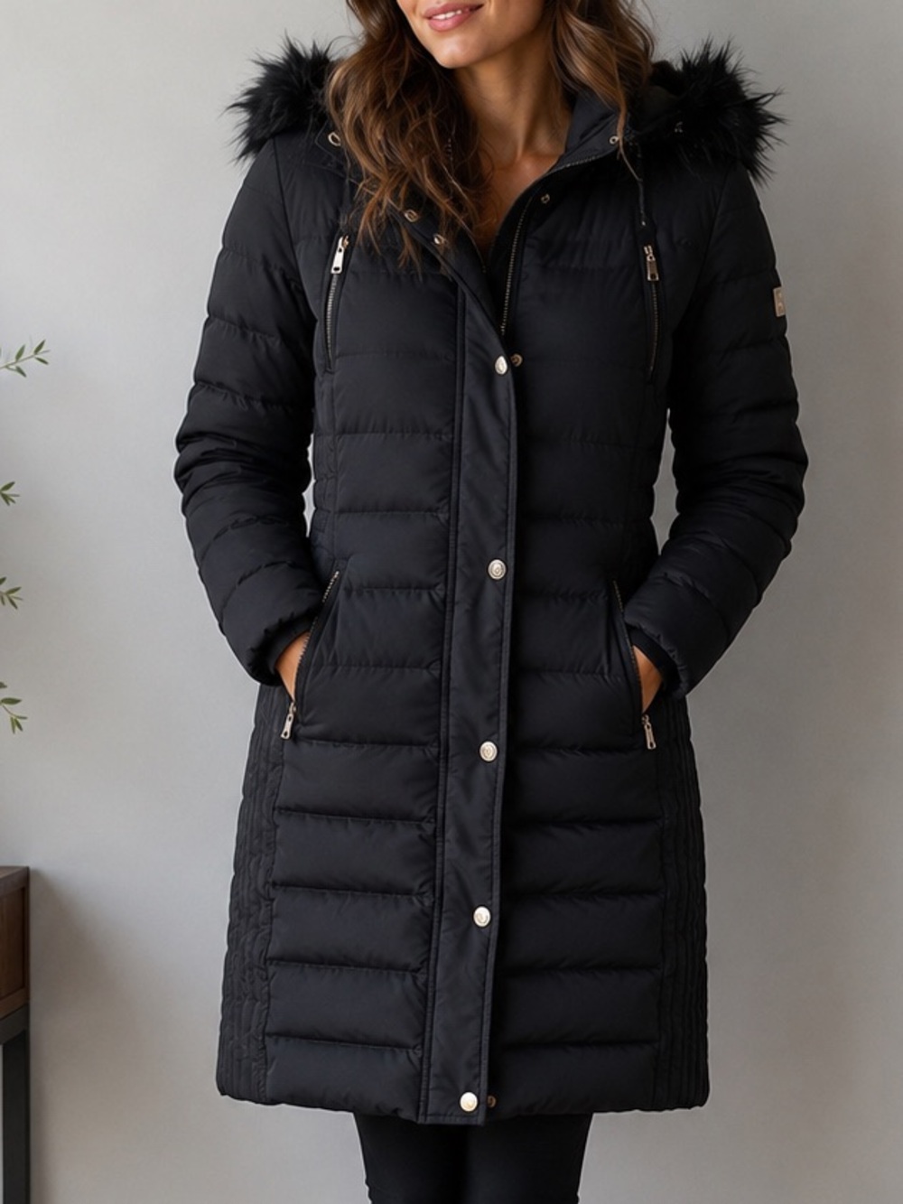 Alta Black Faux Fur Hooded Long Puffer Parka Coat | Women’s Medium